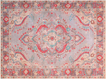 handmade Vintage Blue Purple Hand Knotted RECTANGLE 100% WOOL area rug 6x9